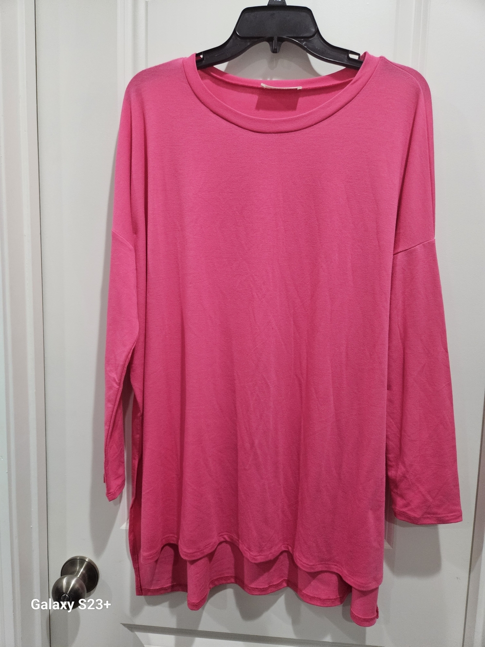 Women's Hot Pink Long Sleeve Relaxed Tunic